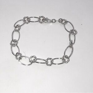 𝅺vtg Sterling Silver Prime Art & Jewel Oval Link Bracelet 7”